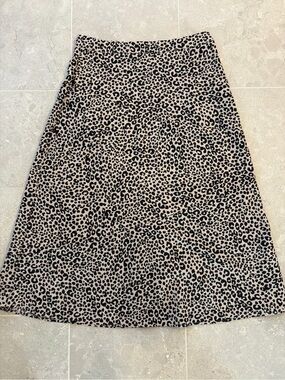 JustFab Leopard A-Line Skirt in Beige and Black